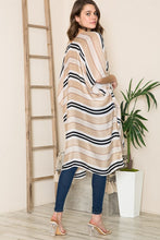 Load image into Gallery viewer, The Islander Kimono In Tan, Ivory and Black Striped
