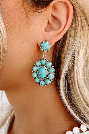 Teal Beaded Dangle Earrings