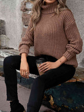 Load image into Gallery viewer, Turtleneck Rib-Knit Sweater
