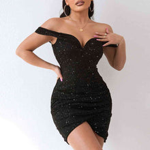 Load image into Gallery viewer, Sequin Off-Shoulder Mini Dress
