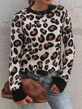 Load image into Gallery viewer, Leopard Round Neck Dropped Shoulder Sweater
