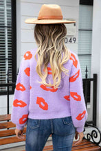 Load image into Gallery viewer, Printed Round Neck Long Sleeve Fuzzy Sweater
